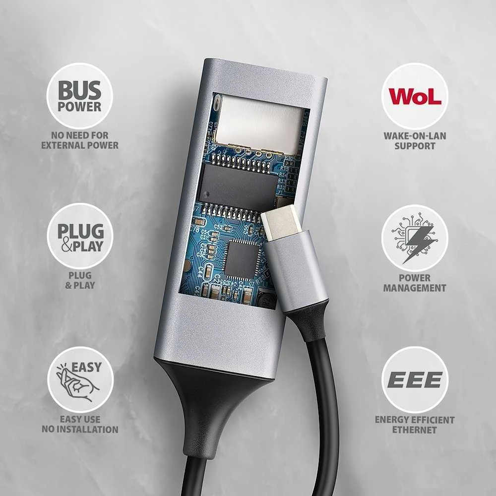 AXAGON | ADE-TXPD USB-C Gigabit Ethernet adapteris su PD 100W