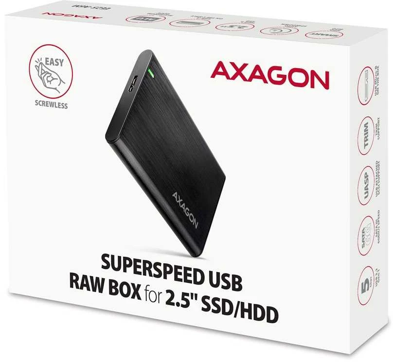 AXAGON Bevaržtinis aliuminio USB 3.2 Gen 1 - SATA 6G išorinė dėžutė, skirta 2,5" SSD / HDD | EE25-A6M