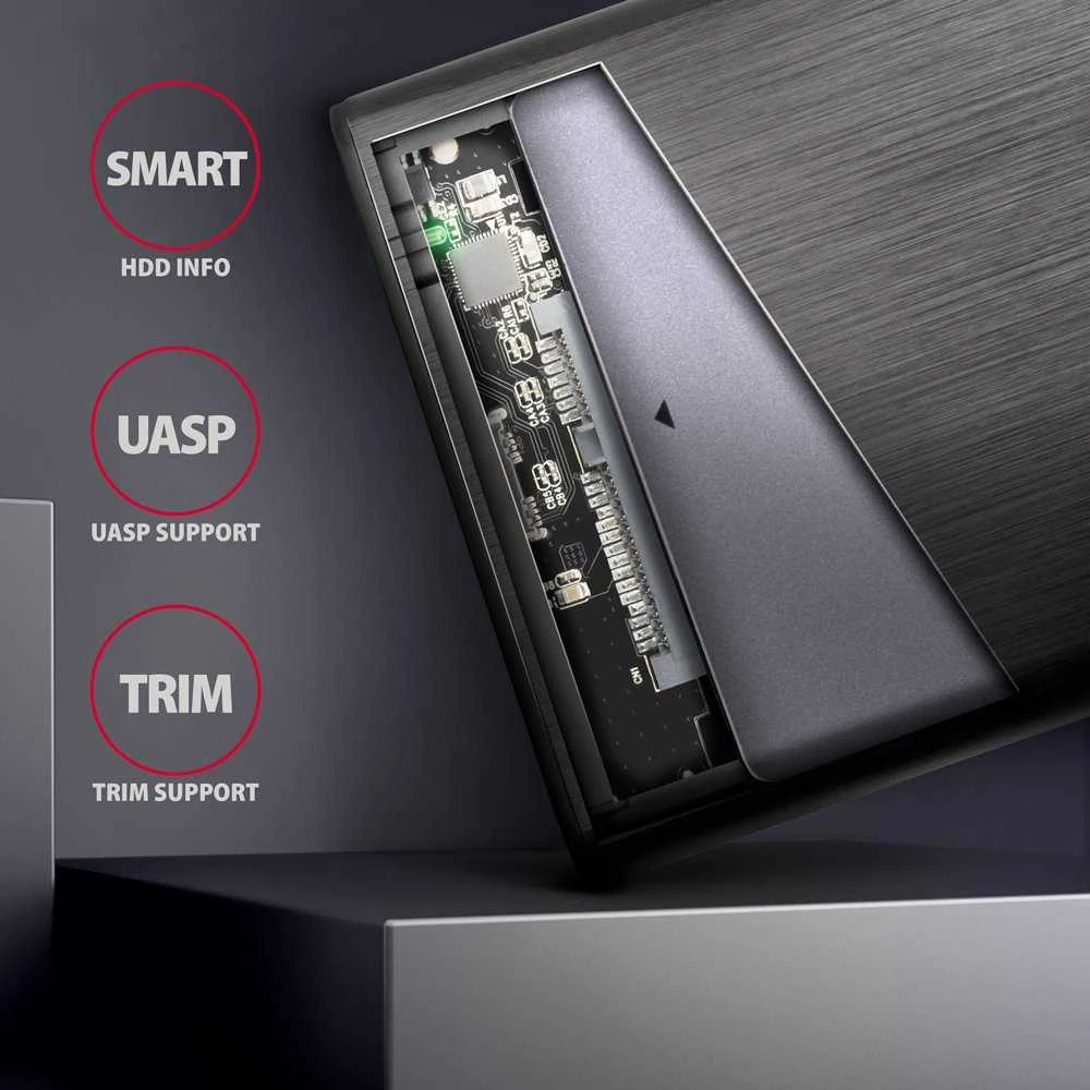 AXAGON Bevaržtinis aliuminio USB 3.2 Gen 1 - SATA 6G išorinė dėžutė, skirta 2,5" SSD / HDD | EE25-A6M