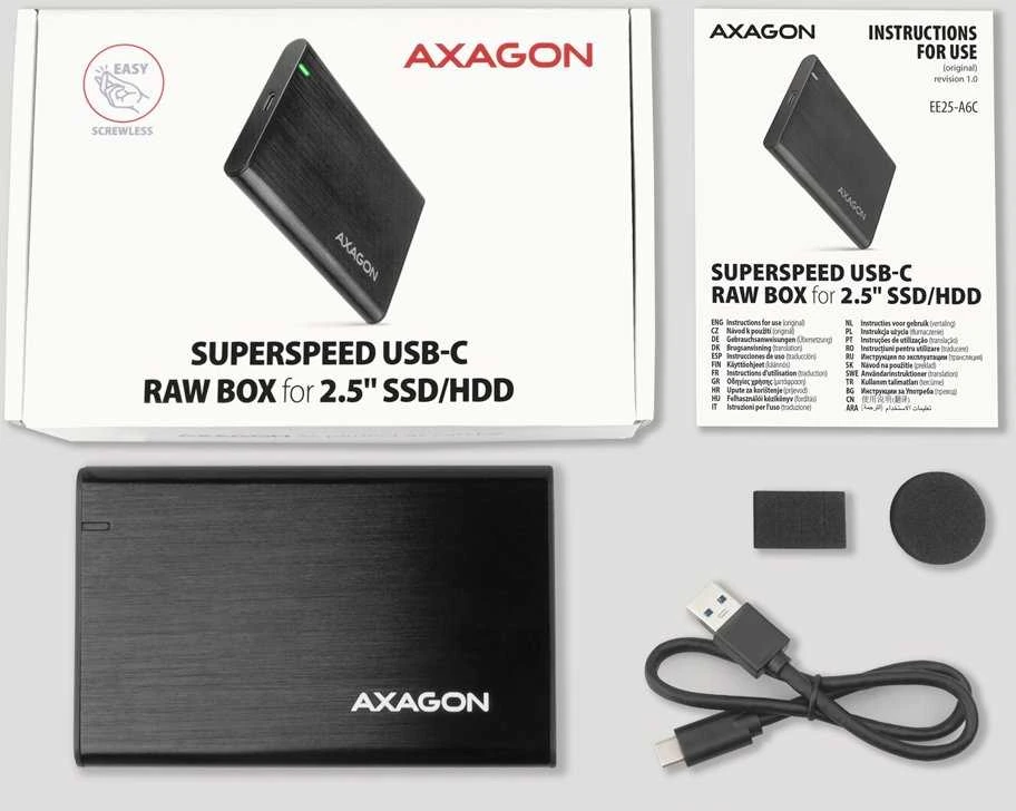 Kietasis diskas AXAGON EE25-A6C USB-C 3.2 – SATA 6G 2,5" išorinė dėžutė