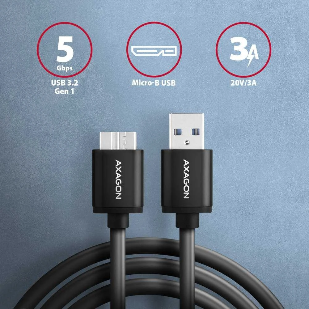 AXAGON | Duomenų ir įkrovimo laidas, 1 m | BUMM3-AM10AB | USB A tipo į USB Micro-B tipo