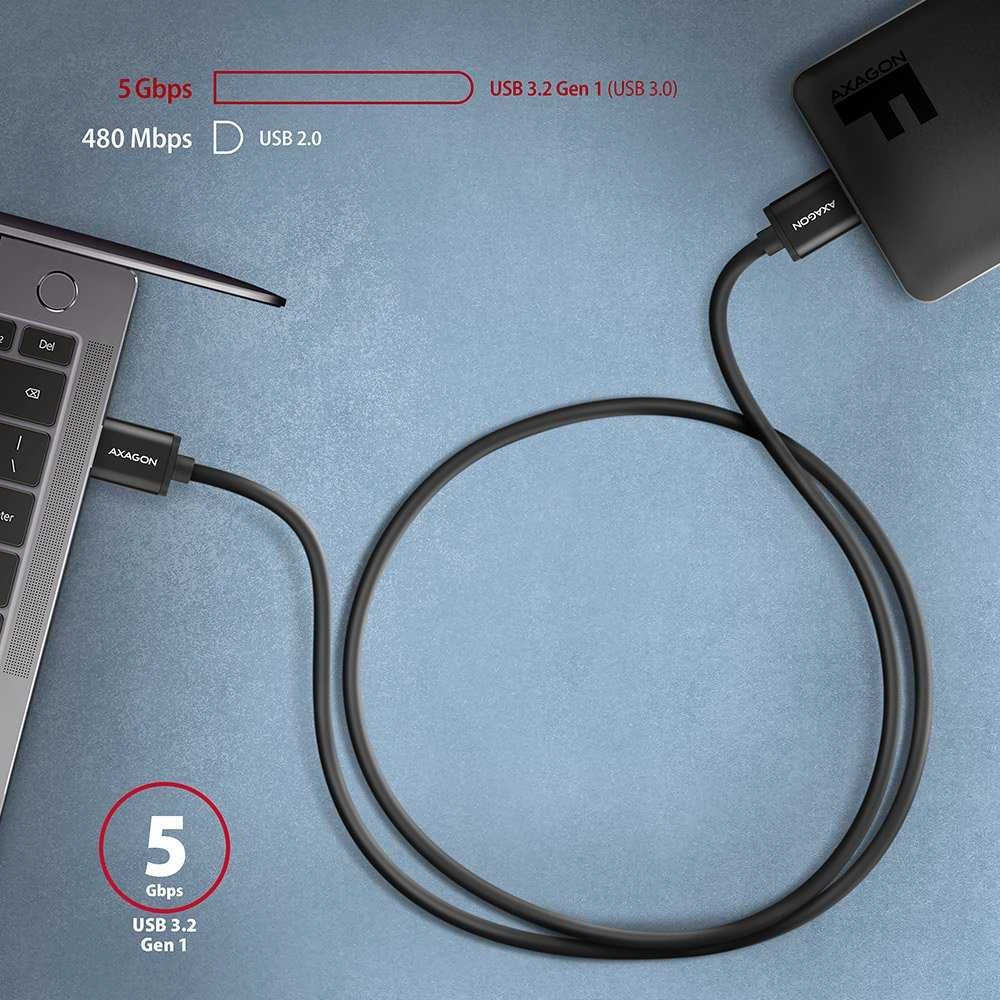 AXAGON | Duomenų ir įkrovimo laidas, 1 m | BUMM3-AM10AB | USB A tipo į USB Micro-B tipo
