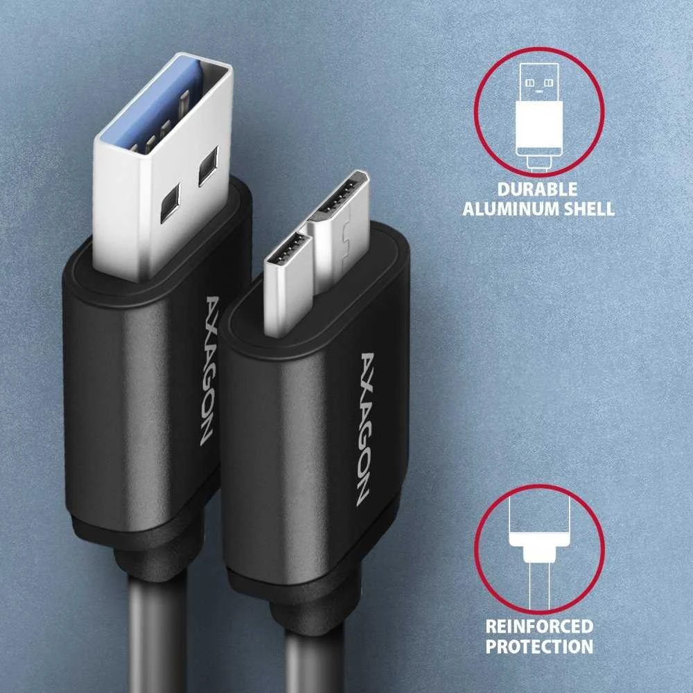 AXAGON | Duomenų ir įkrovimo laidas, 1 m | BUMM3-AM10AB | USB A tipo į USB Micro-B tipo