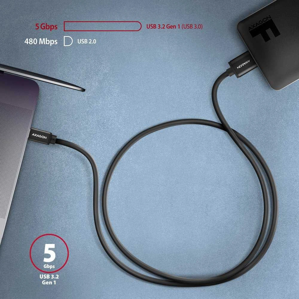 AXAGON | Duomenų ir maitinimo kabelis, 1 m | BUMM3-CM10AB | USB C tipo į USB Micro-B tipo