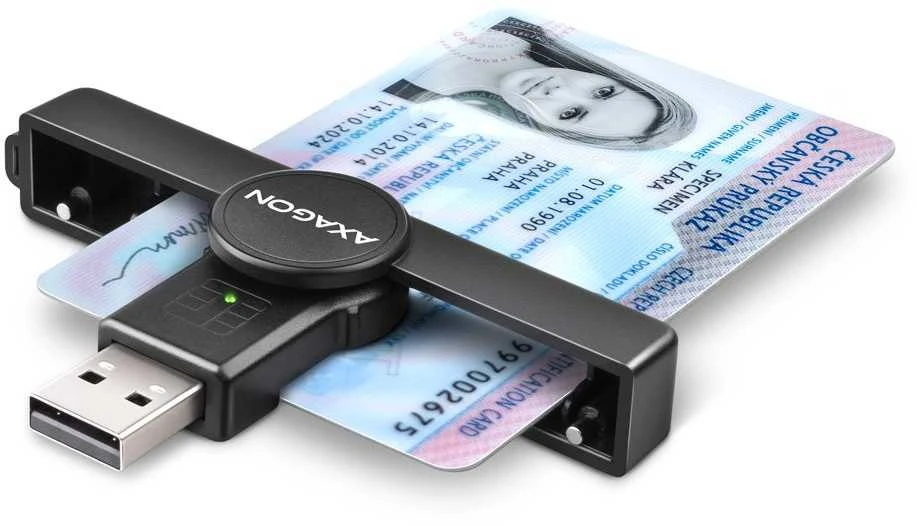 Axagon Sulankstoma kišenė USB-A kontaktas Smart / ID kortelių skaitytuvas.