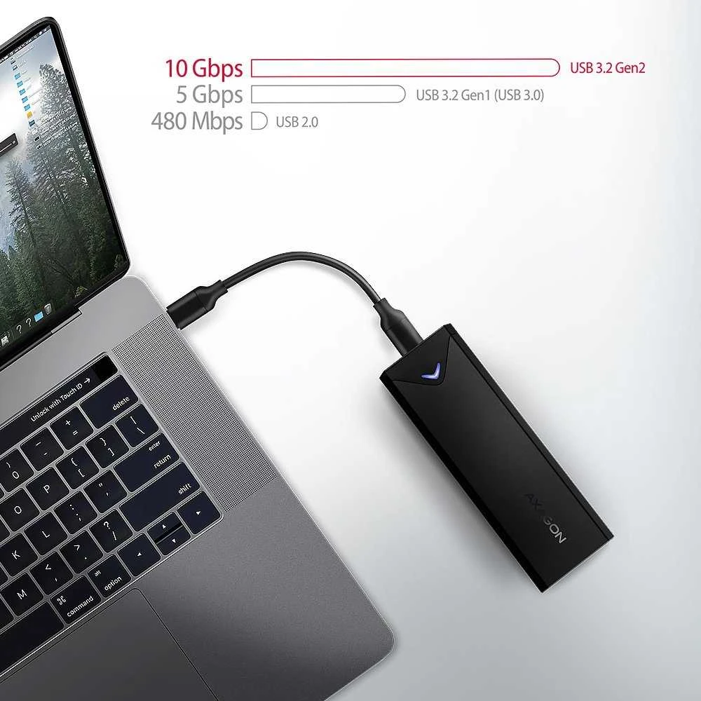 AXAGON išorinė USB-C 10Gbps metalinė dėžutė M.2 NVMe SSD diskams | EEM2-UB2