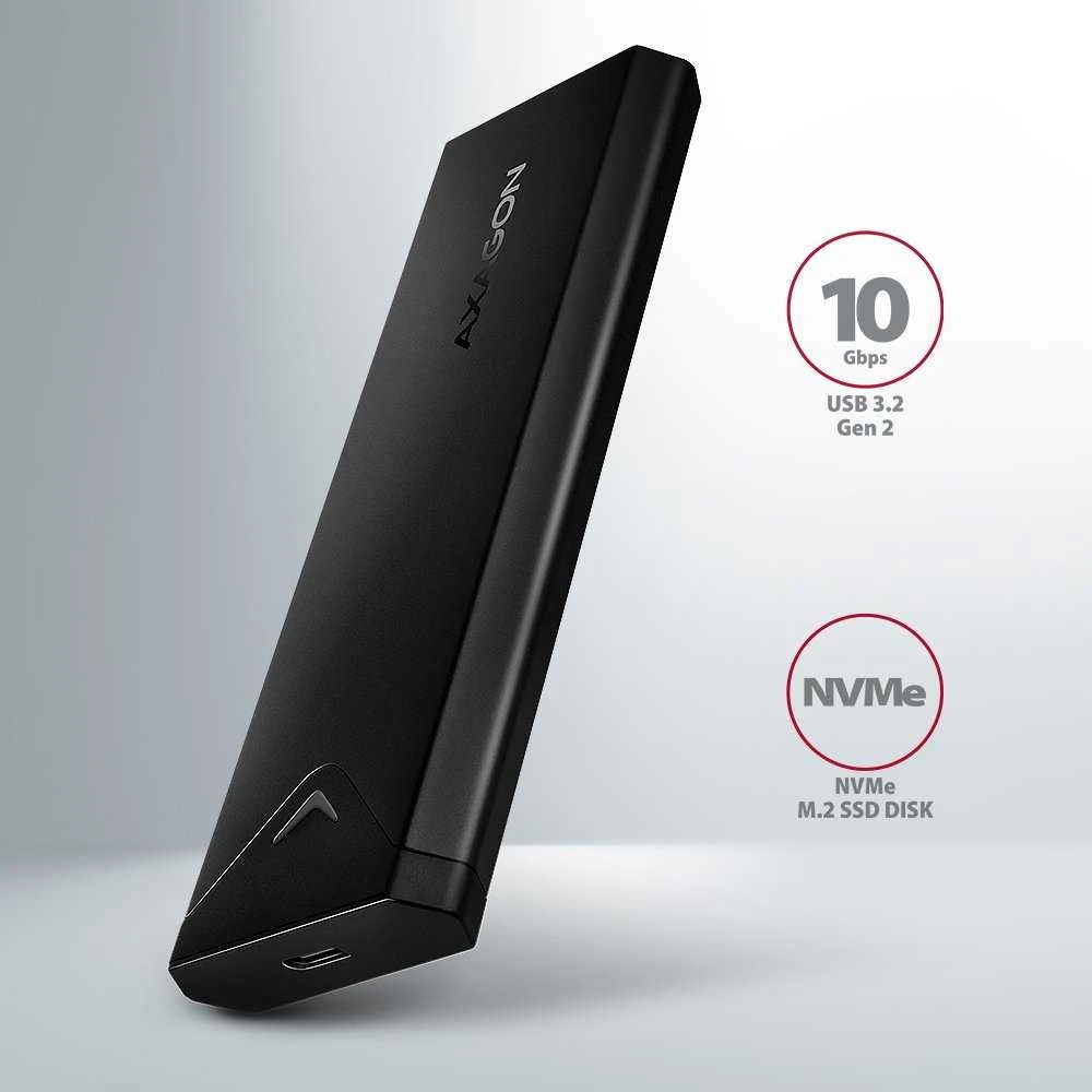 AXAGON išorinė USB-C 10Gbps metalinė dėžutė M.2 NVMe SSD diskams | EEM2-UB2