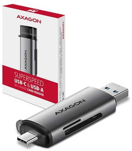 AXAGON CRE-SAC išorinis USB 3.2 Gen1 Type-C+Type-A 2 lizdų SD / Micro SD
