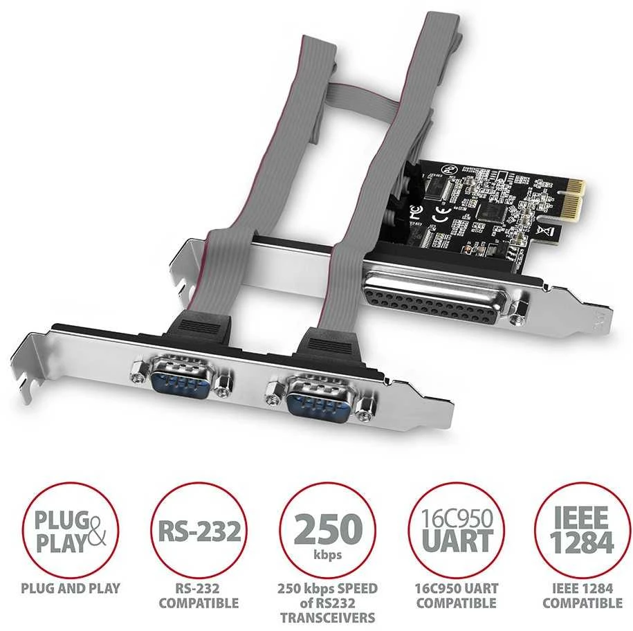 AXAGON PCI-Express kortelė su viena lygiagrečia ir dviem nuosekliosiomis jungtys 250 kbps | PCEA-PSN