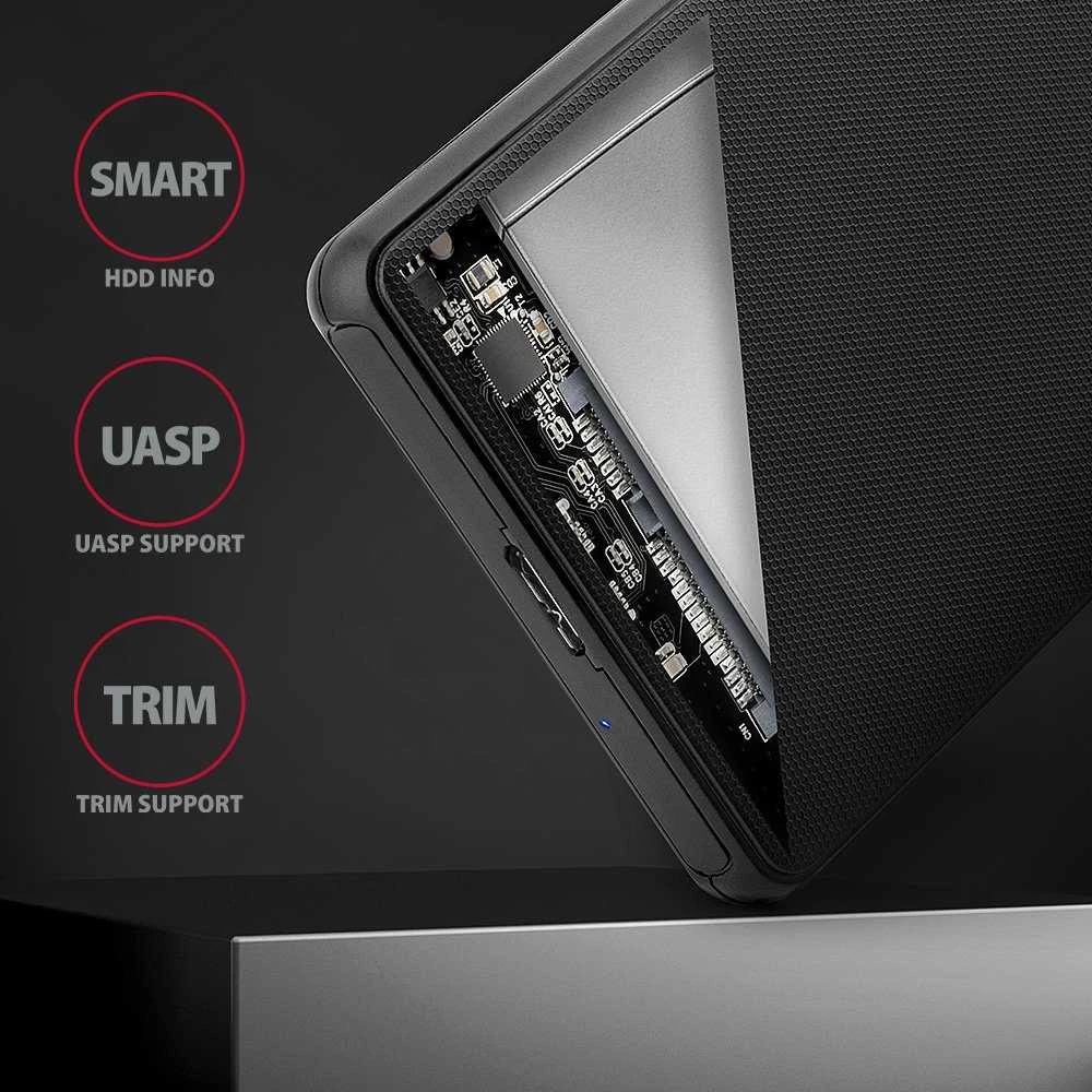 AXAGON Screwless USB 3.2 Gen 1 – SATA 6G išorinė dėžutė, skirta 2,5" SSD / HDD | EE25-SL