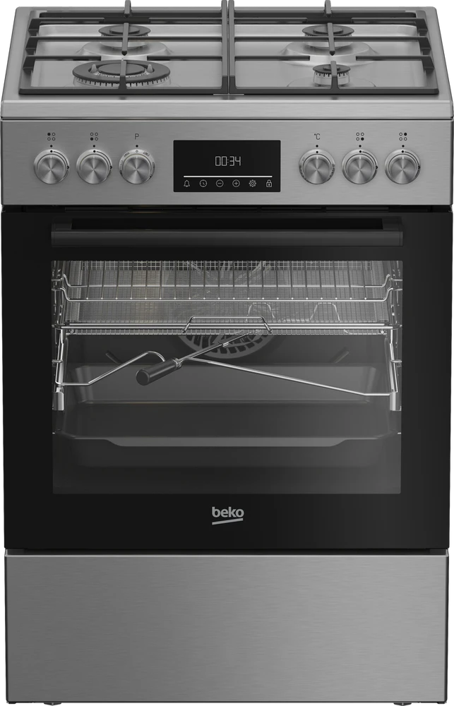 BEKO viryklė | FBMA61330GXDT | Dujinė kaitlentė | Elektrinė orkaitė | Nerūdijančio plieno | 60 cm skersmens | Grilis | LED | 60 cm skersmens | 72 l
