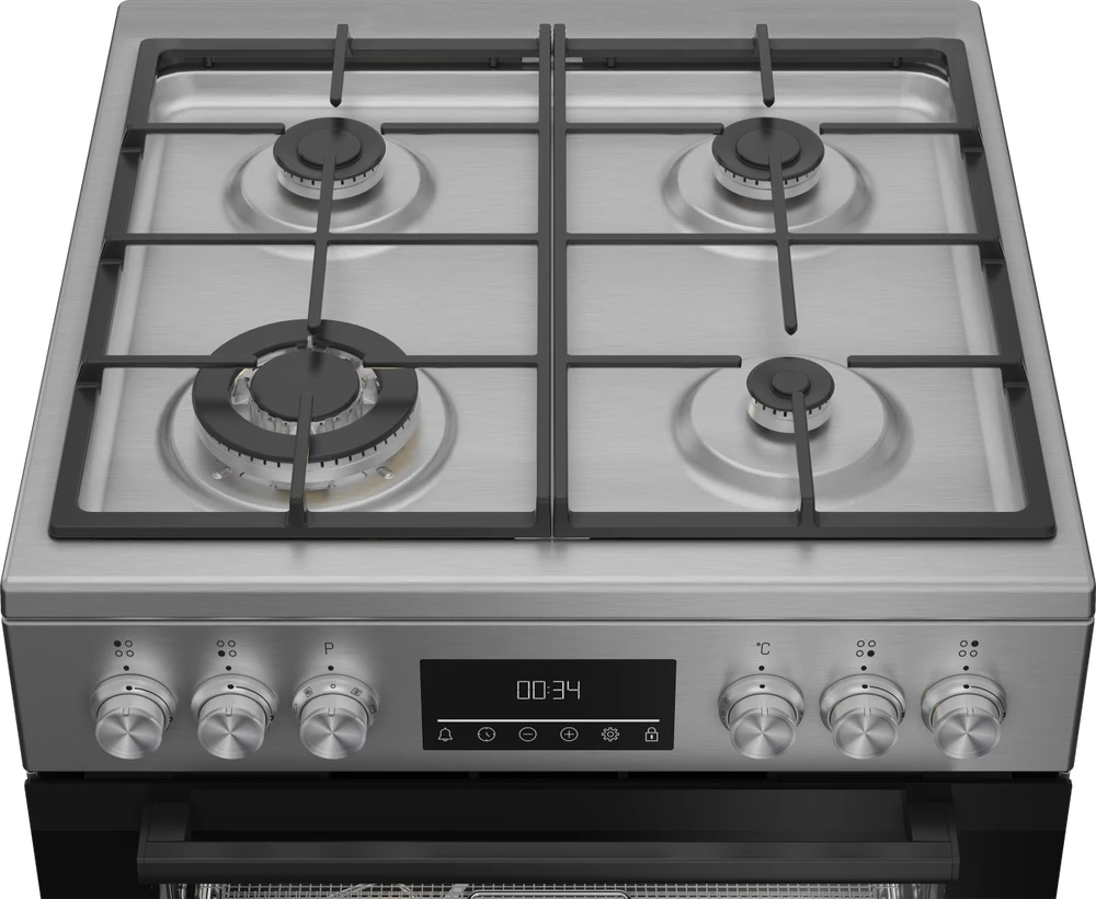BEKO viryklė | FBMA61330GXDT | Dujinė kaitlentė | Elektrinė orkaitė | Nerūdijančio plieno | 60 cm skersmens | Grilis | LED | 60 cm skersmens | 72 l