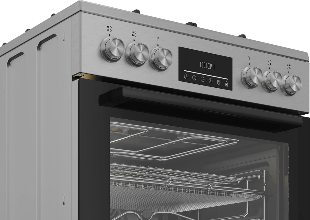 BEKO viryklė | FBMA61330GXDT | Dujinė kaitlentė | Elektrinė orkaitė | Nerūdijančio plieno | 60 cm skersmens | Grilis | LED | 60 cm skersmens | 72 l