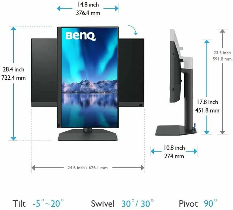 BENQ SW272Q 27" 2K QHD IPS HAS HDMI/DP/USB-C PD90W 99% ADOBE RGB PHOTOGRAPHER MONITORIUS