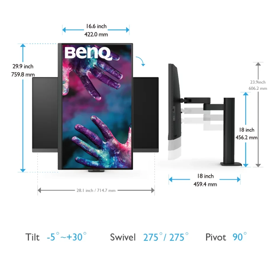 BENQ PD3205UA 32 colių 4K IPS 16:9 3840x2160 DesignVue dizaino monitorius su Ergo stovu HDMI DP mini DP USB3.1 Hub