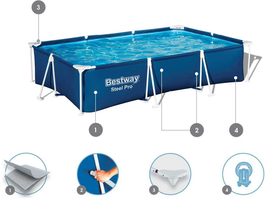 Baseinas karkasinis Bestway Steel Pro 56411, mėlynas, 3300 l