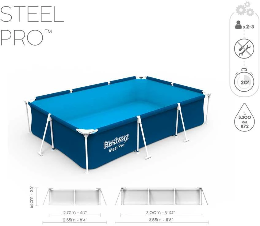 Baseinas karkasinis Bestway Steel Pro 56411, mėlynas, 3300 l