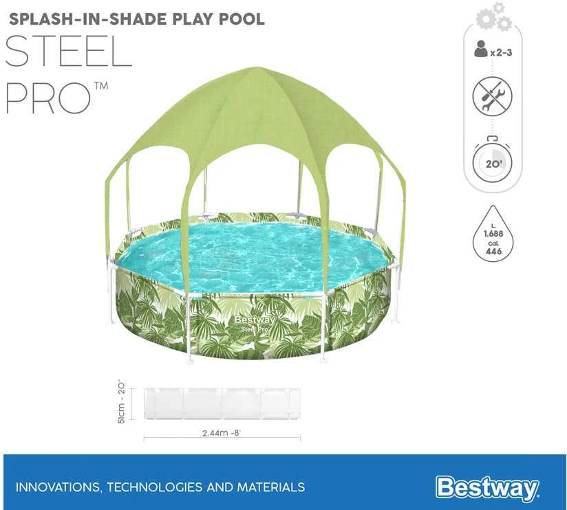 Sodo baseinas vaikams Bestway, 244 x 51 cm, žalias