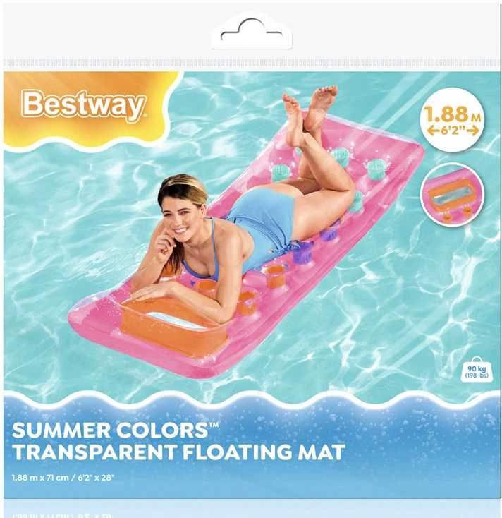 Bestway Pripučiamas plaukimo čiužinys su langeliu 1 asmeniui 188x71cm 43040