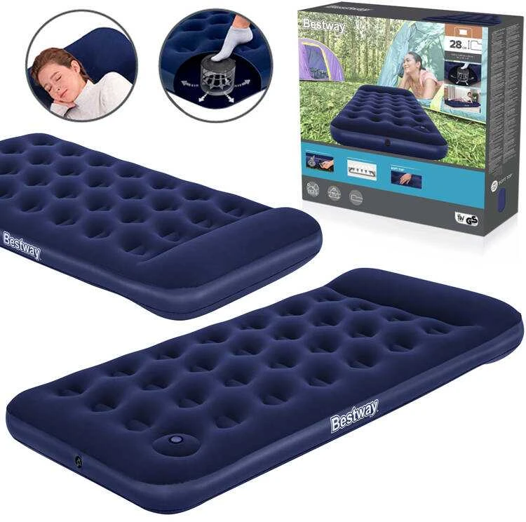 Bestway Pripučiamas vienvietis čiužinys su įmontuota kojine pompa ir pagalve 185x99x28cm 67224