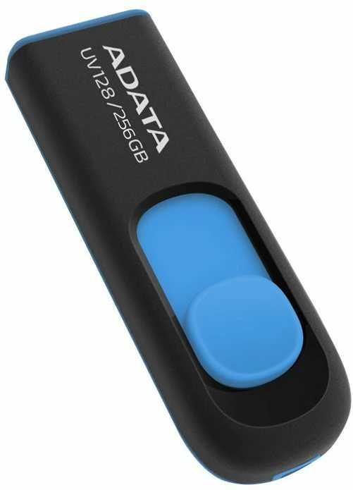 ADATA | USB Flash Drive | UV128 | 256 GB | USB Type-A | Juodas/Mėlyna