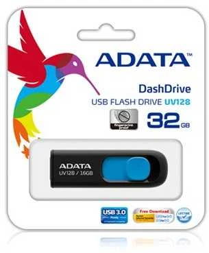 Atmintukas Adata UV128 64GB Juodas/Mėlynas