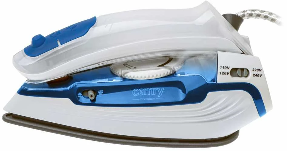 Camry CR 5040 | Kelioninis lygintuvas su garais | 1600 W | Vanduo bako talpa 80 ml | Nepertraukiamas garas 10 g/min | Garų padidinimo efektyvumas 50 g/min | Mėlyna/Baltas