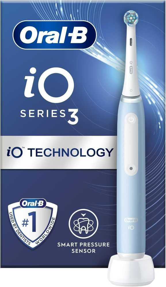 Oral-B | Elektrinis dantų šepetėlis | iO3 Series | Įkraunamas | Suaugusiems | Šepetėlių skaičius galvutės įeina 1 | Number of teeth brushing modes 3 | Ice Mėlyna
