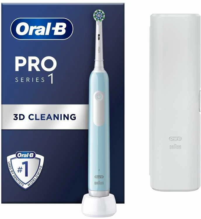 Braun Oral-B | Elektrinis dantų šepetėlis su Travel Case | Pro Series 1 | Įkraunamas | Suaugusiems | Šepetėlių skaičius galvutės įeina 1 | Number of teeth brushing modes 3 | Caribbean Mėlyna