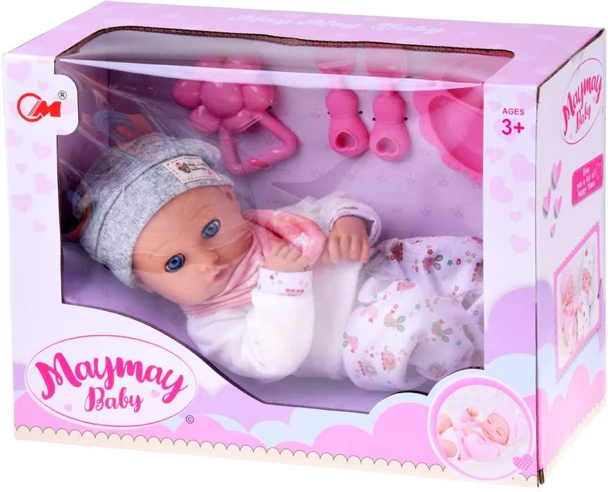 Jokomisiada BOBAS doll 32cm with moving eyes + feeding accessories ZA5833