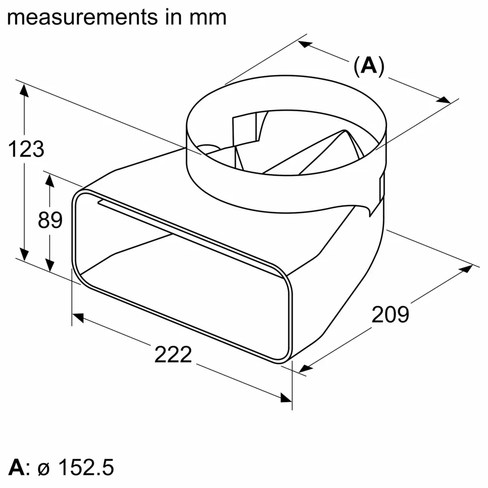Bosch HEZ9VDSI1 Adapterio kanalas, ⌀ 150 mm, 90°, apvalus plokščias