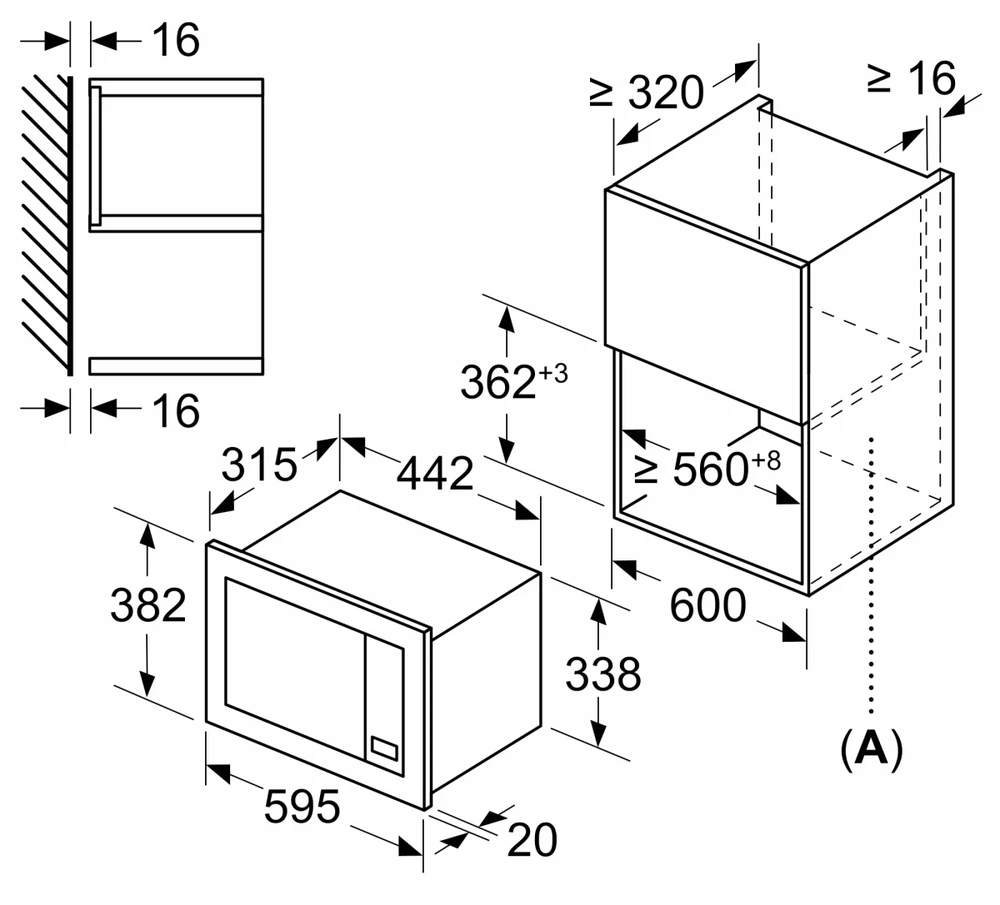 Bosch BFL623MS3 Serija 2, Įmontuojamoji mikrobangų krosnelė, Nerūdijančio plieno