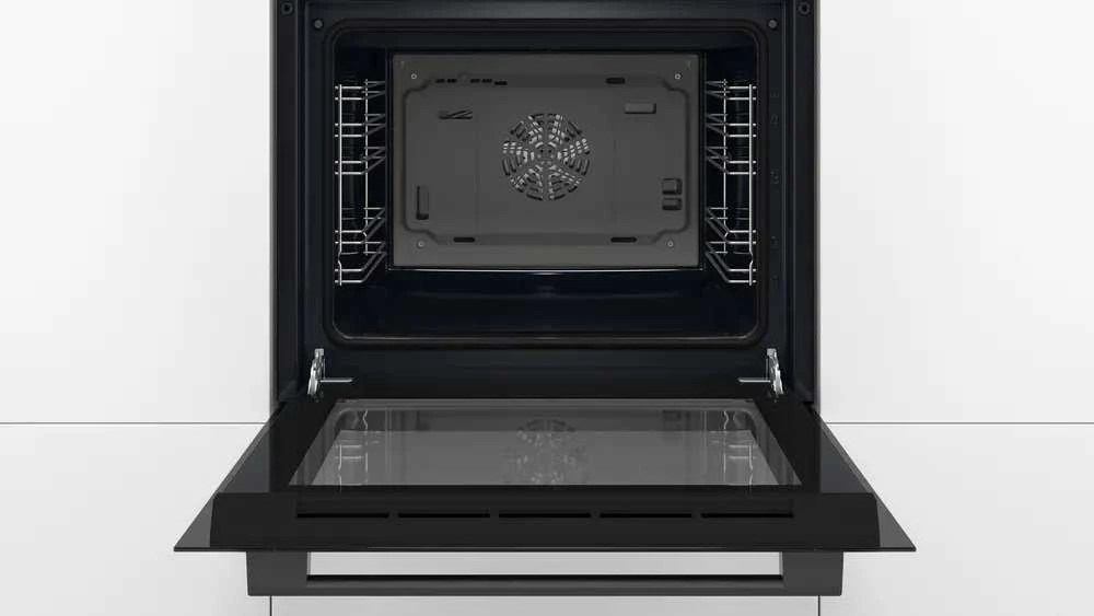 Bosch Orkaitė | HBF133BA1 | 66 l | Elektrinė | „EcoClean“ | Rankenėlės | Aukštis 59,5 cm | Plotis 59,4 cm | Juoda