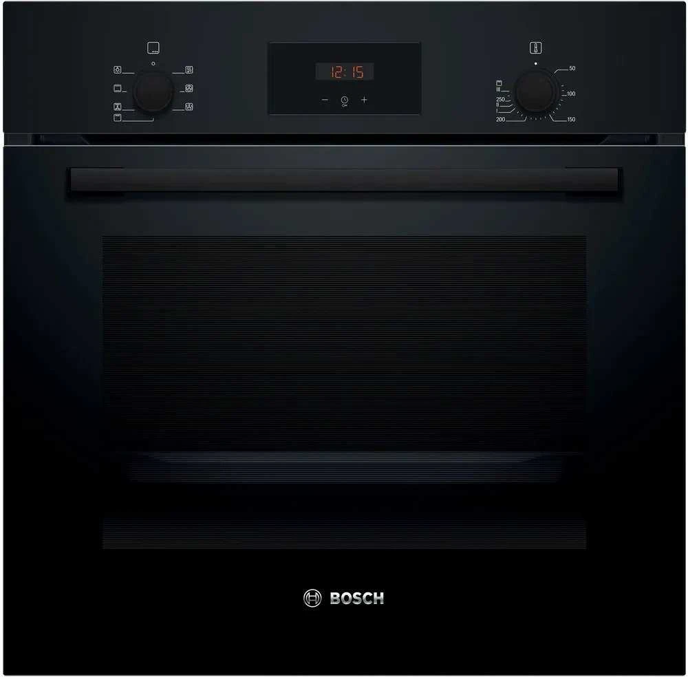 Bosch Orkaitė | HBF133BA1 | 66 l | Elektrinė | „EcoClean“ | Rankenėlės | Aukštis 59,5 cm | Plotis 59,4 cm | Juoda