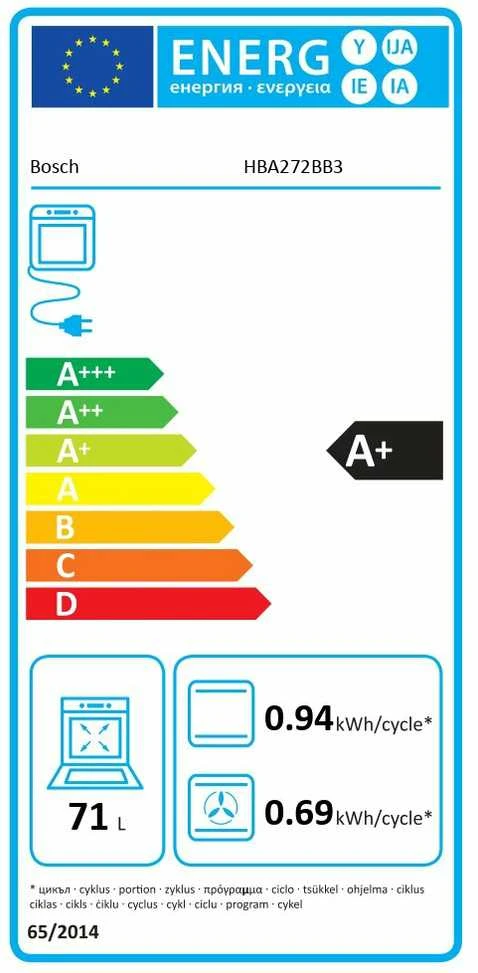 Bosch HBA272BB3 Serija 4, Įmontuojamoji orkaitė, 60 x 60 cm, Juodas