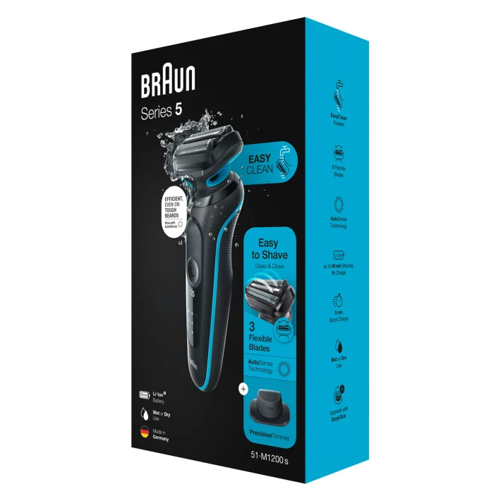 Braun | Shaver | 51-M1200s | Operating time (max) 50 min | Wet & Dry | Juodas/Mint