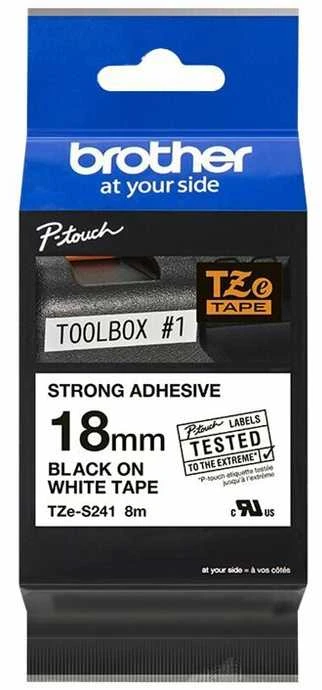 Brother | TZe-S241 Strong Adhesive Laminated Tape | Juodas on Baltas | TZe | 8 m | 1.8 cm