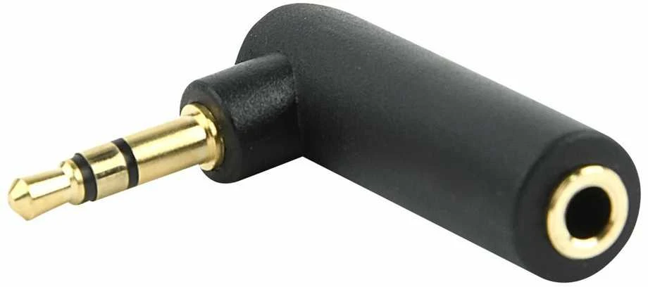 GEMBIRD A-3.5M-3.5FL garso adapterio kištukas 3.5 mm stačiakampis adapteris 90 laipsnių juodas