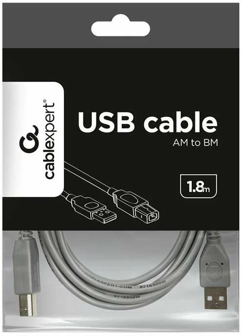 GEMBIRD CCP-USB2-AMBM-6G USB 2.0 A-B 1.8m kabelis, pilkos spalvos