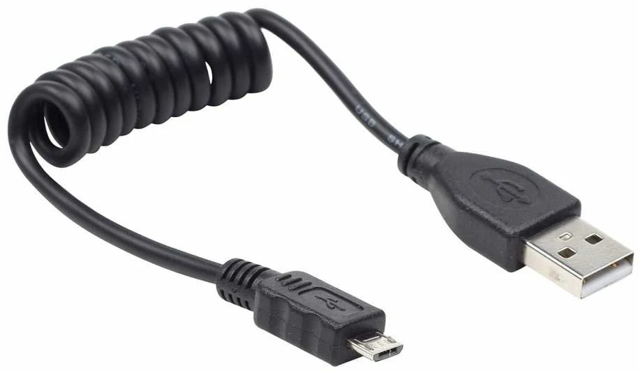 Gembird Cablexpert spiralinis mikro USB kabelis, 0,6 m, juodas | Cablexpert
