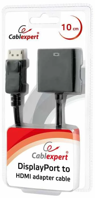 GEMBIRD AB-DPM-HDMIF-002 DisplayPort kištukas į HDMI kištuką, 10 cm, juodas, blisterinė pakuotė