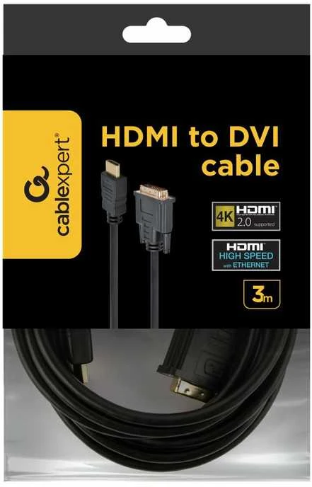 GEMBIRD CC-HDMI-DVI-10 Gembird HDMI-DVI kištukas-kištukas kabelis su auksinėmis jungtimis, 3 m, didmeninė pakuotė