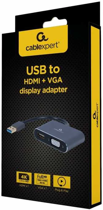 Gembird Cablexpert | USB ekrano adapteriai | A-USB3-HDMIVGA-01 | USB 3.0 A tipo | 0,15 m