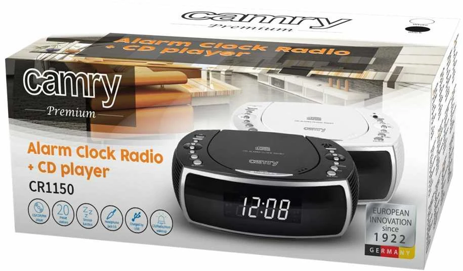 Camry | Žadintuvas | CR 1150w | Signalizacijos funkcija | Baltas