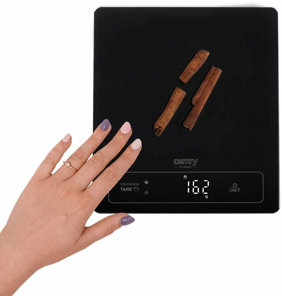 Virtuvinės svarstyklės Camry | Virtuvės svarstyklės | CR 3175 | Didžiausias svoris (talpa) 15 kg | Graduacija 1 g | Ekrano tipo LED | Juodas