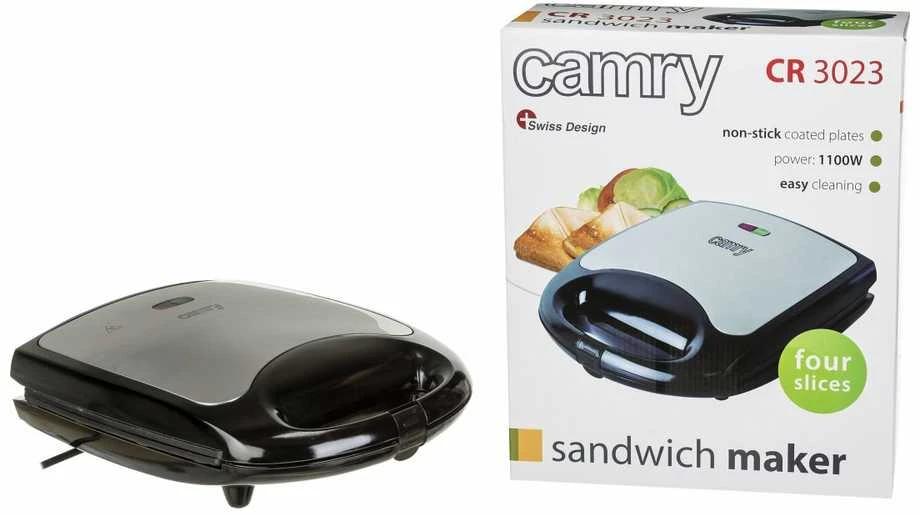 Sumuštinių keptuvas Camry | Sumuštinių keptuvė XL | CR 3023 | 1500 W | Lentelių skaičius 1 | Kepinių skaičius 4 | Juodas