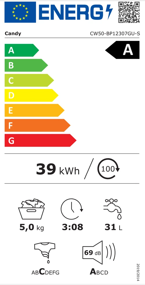 Skalbimo mašina Candy CW50-BP12307GU-S