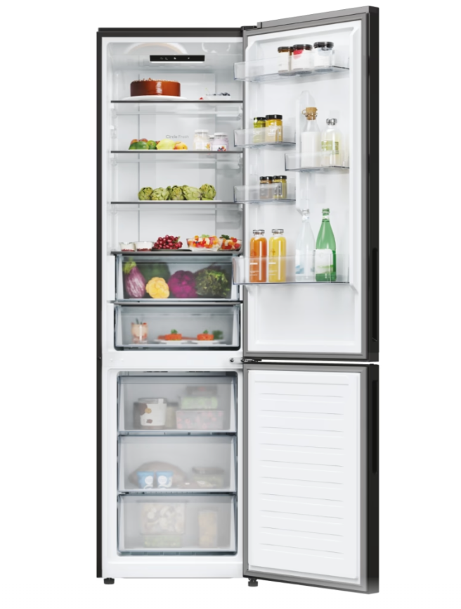 Candy Šaldytuvas | CNCQ2T620EB | Energy efficiency class E | Free standing | Combi | Height 205 cm | No Frost system | Šaldytuvas net capacity 289 L | Šaldiklis net capacity 120 L | Ekranas | 38 dB | Juodas