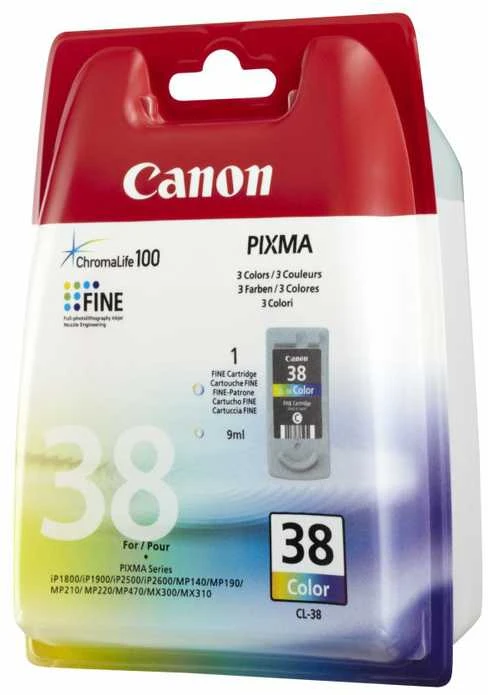 CANON CL-38 rašalo spausdinimo galvutė, spalvota, 9 ml, skirta PIXMA iP2500, 207 puslapiai