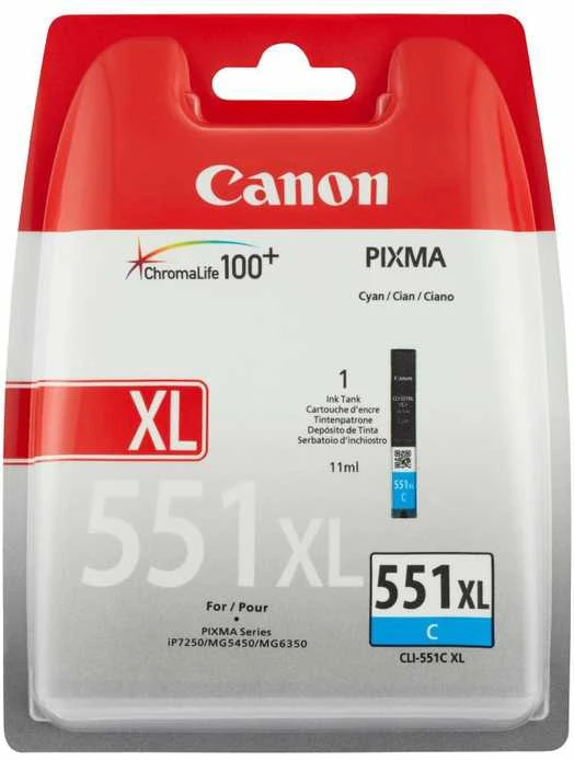 CANON 1LB CLI-551XLC rašalo kasetė žalsvai mėlyna didelės talpos 700 puslapių 1 pakuotė XL